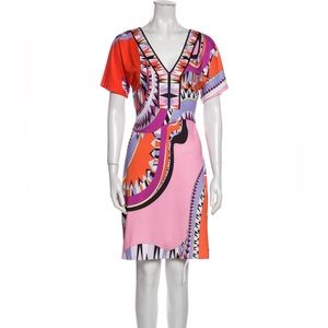 Vintage Designer Emilio Pucci Printed Knee-Length multi color Dress size 10 / 44